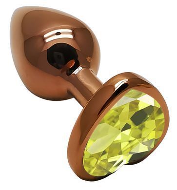 Анальная пробка с кристаллом EGZO - Dark Gold Heart Plug Lime, size S