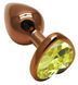Анальная пробка с кристаллом EGZO - Dark Gold Heart Plug Lime, size S