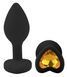 Силіконова анальна пробка EGZO - Silicone Black Heart Plug Yellow, size S