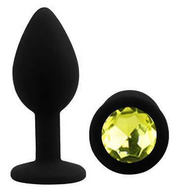 Силіконова анальна пробка EGZO - Silicone Black Round Plug Lime, size S