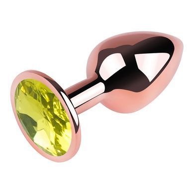 Анальна пробка з кристалом EGZO - Rose Gold Round Plug Lime size S
