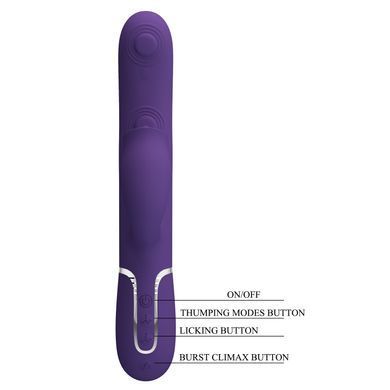 Пульсатор с клиторальным стимулятором серии Pretty Love - Gigi Dark Purple 7 thumping functions 7 licking modes, BW-500035-2