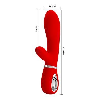 Вібратор з м'якою головкою і кліторальной стимуляцією Pretty Love - Thomas USB Red, BI-014621-2