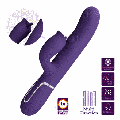 Пульсатор с клиторальным стимулятором серии Pretty Love - Gigi Dark Purple 7 thumping functions 7 licking modes, BW-500035-2
