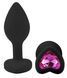Силіконова анальна пробка EGZO - Silicone Black Heart Plug Rose, size S