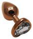 Анальная пробка с кристаллом EGZO - Dark Gold Heart Plug Clear, size S