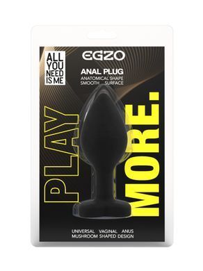 Силиконовая анальная пробка EGZO - Silicone Black Heart Plug Red, size S