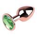 Анальна пробка з кристалом EGZO - Rose Gold Round Plug Green size S