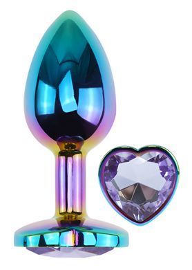 Анальна пробка з кристалом EGZO - Multicolor Heart Plug Amethyst size M