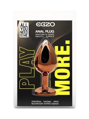 Анальная пробка с кристаллом EGZO - Dark Gold Heart Plug Aqua, size S