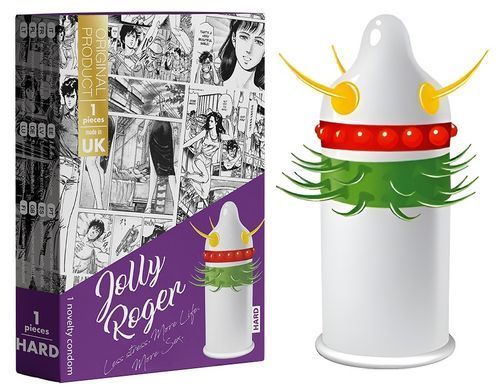Насадка-презерватив одноразовая с эластичными усиками и шариками EGZO Jolly Roger