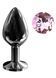 Анальна пробка з кристалом EGZO - Dark Gray Round Plug Pink, size M