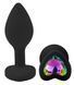 Силіконова анальна пробка EGZO - Silicone Black Heart Plug Rainbow, size S