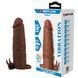 Удлиняющая насадка с вибростимуляцией Pretty Love - Quillon Vibrating Penis Sleeve Brown, BI-026281Z-1