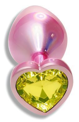 Анальная пробка с кристаллом EGZO - Pink Perl Heart Plug Lime, size S