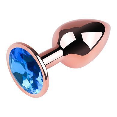 Анальна пробка з кристалом EGZO - Rose Gold Round Plug Blue size S