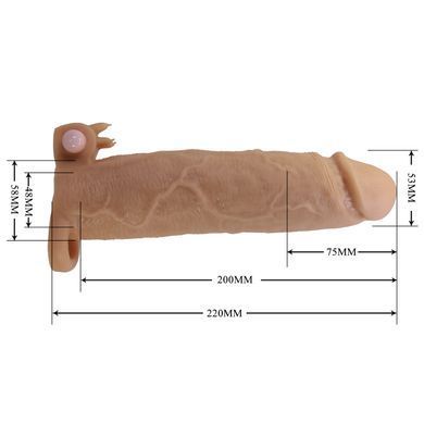 Удлиняющая насадка с вибростимуляцией Pretty Love - Xerxes Vibrating Penis Sleeve Skin, BI-026282Z