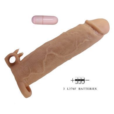 Удлиняющая насадка с вибростимуляцией Pretty Love - Xerxes Vibrating Penis Sleeve Skin, BI-026282Z