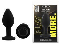 Силиконовая анальная пробка EGZO - Silicone Black Round Plug Black, size S