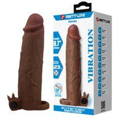 Удлиняющая насадка с вибростимуляцией Pretty Love - Xerxes Vibrating Penis Sleeve Brown, BI-026282Z-1