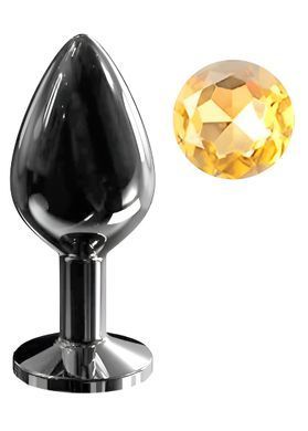 Анальна пробка з кристалом EGZO - Dark Gray Round Plug Lime, size M