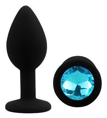 Силіконова анальна пробка EGZO - Silicone Black Round Plug Aqua, size S