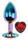 Анальна пробка з кристалом EGZO - Multicolor Heart Plug Red size S