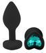 Силіконова анальна пробка EGZO - Silicone Black Heart Plug Marine, size S