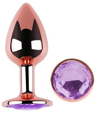 Анальна пробка з кристалом EGZO - Rose Gold Round Plug Amethyst size S