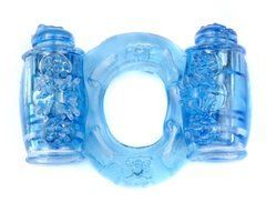 Эрекционное вибро кольцо BOSS Vibrating Cock Ring Double Blue, BS6700035