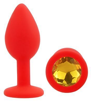 Силіконова анальна пробка EGZO - Silicone Red Round Plug Yellow, size S