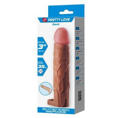 Подовжуюча насадка презерватив Pretty Love - Gerd 3" Brown, BI-026258-1