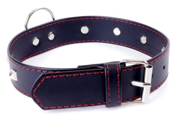 Ошейник из искуственной кожи с металлическими заклепками Fetish Boss Series - Collar with studs Red Line, BS3300113