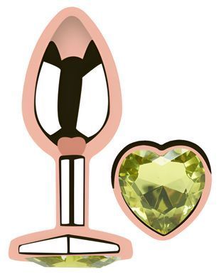 Анальна пробка з кристалом EGZO - Rose Gold Heart Plug Lime size M