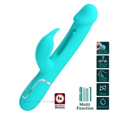 Вібратор із стимулятором клітора PRETTY LOVE - Kampas Rabbit 3 in 1 Green, BW-500025-1