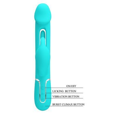 Вібратор із стимулятором клітора PRETTY LOVE - Kampas Rabbit 3 in 1 Green, BW-500025-1