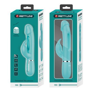 Вібратор із стимулятором клітора PRETTY LOVE - Kampas Rabbit 3 in 1 Green, BW-500025-1