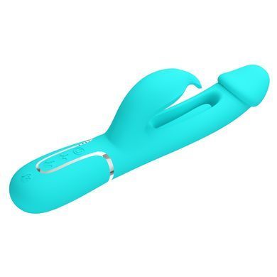 Вібратор із стимулятором клітора PRETTY LOVE - Kampas Rabbit 3 in 1 Green, BW-500025-1