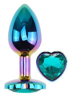 Анальна пробка з кристалом EGZO - Multicolor Heart Plug Marine size S