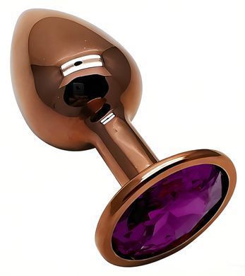Анальная пробка с кристаллом EGZO - Dark Gold Round Plug Purple, size S