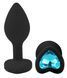 Силіконова анальна пробка EGZO - Silicone Black Heart Plug Blue, size S