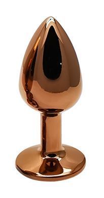 Анальная пробка с кристаллом EGZO - Dark Gold Round Plug Marine, size S