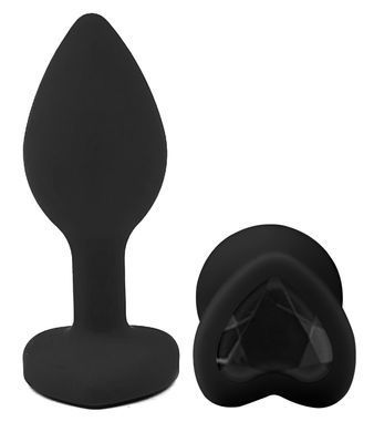 Силіконова анальна пробка EGZO - Silicone Black Heart Plug Black, size S
