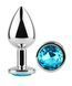 Анальная пробка с кристаллом EGZO - Silver Round Plug Aqua size M