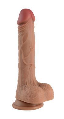 Фаллоимитатор с мошонкой на присоске из двухслойного силикона OYO - Dildo Double Layer Silicone YQW-017 (длина 18 см, диаметр 3.5 см)