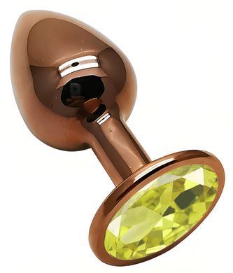 Анальная пробка с кристаллом EGZO - Dark Gold Round Plug Lime, size S