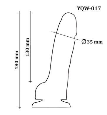 Фаллоимитатор с мошонкой на присоске из двухслойного силикона OYO - Dildo Double Layer Silicone YQW-017 (длина 18 см, диаметр 3.5 см)