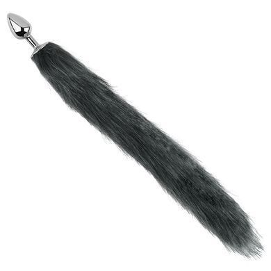 Анальна пробка з хвостом EGZO - Fox Tail Silver Plug Gray, size S