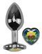 Анальна пробка з кристалом EGZO - Dark Silver Heart Plug Rainbow size S