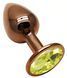 Анальная пробка с кристаллом EGZO - Dark Gold Round Plug Lime, size S